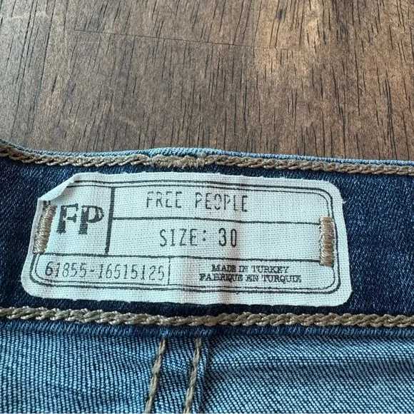 Free People Embroidered Straight Leg Jeans - Blue and Multicolor - Picture 3 of 8